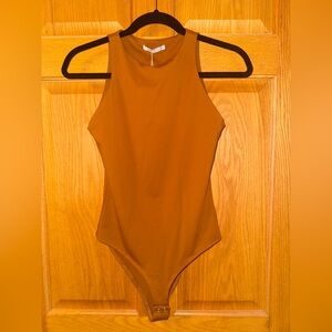 REORIA High Neck Racerback Brown Bodysuit